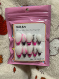 Black and hot pink press ons